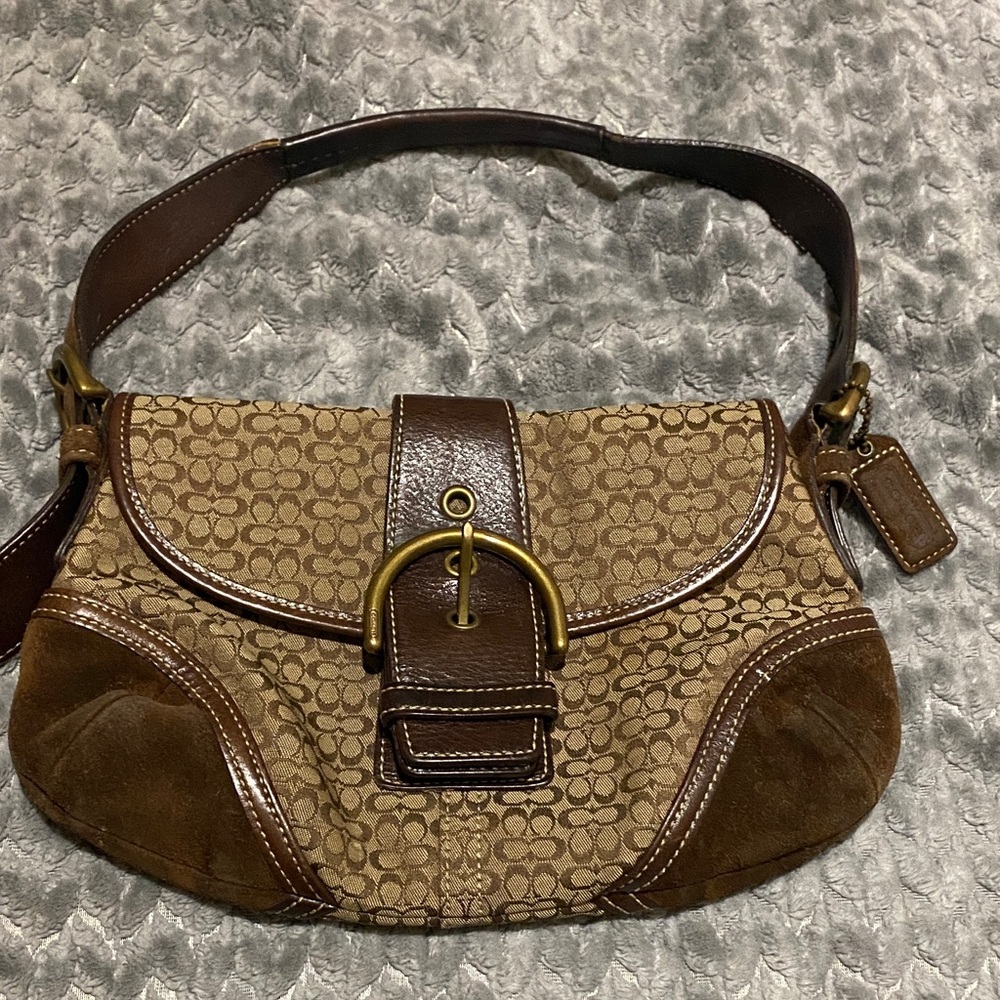 Coach Tan and Brown Shoulder Bag